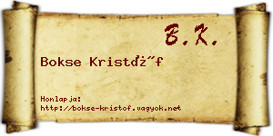 Bokse Kristóf névjegykártya